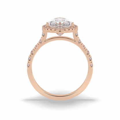 Pear Cut Halo & Pave Lab Grown Diamond Engagement Ring