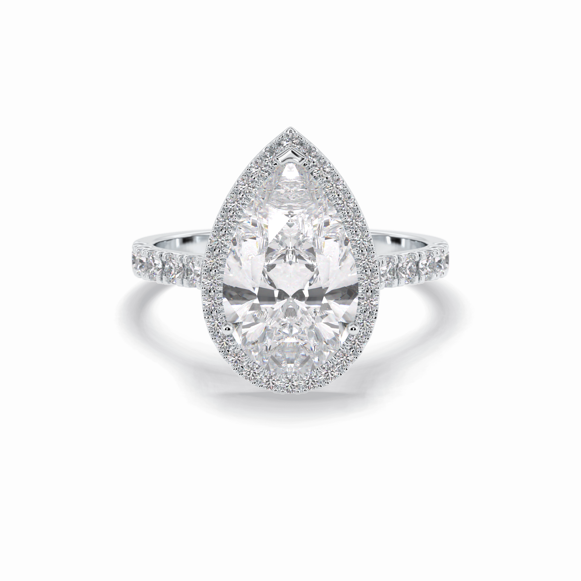 Pear Cut Halo & Pave Lab Grown Diamond Engagement Ring
