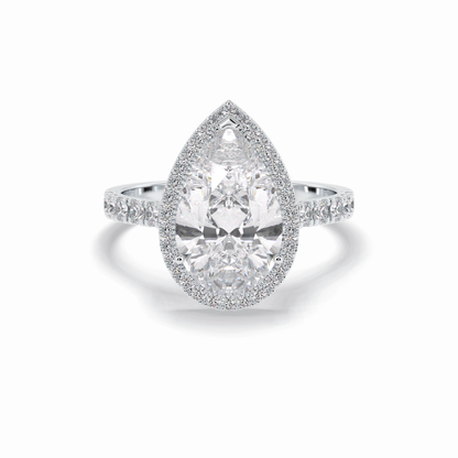 Pear Cut Halo & Pave Lab Grown Diamond Engagement Ring
