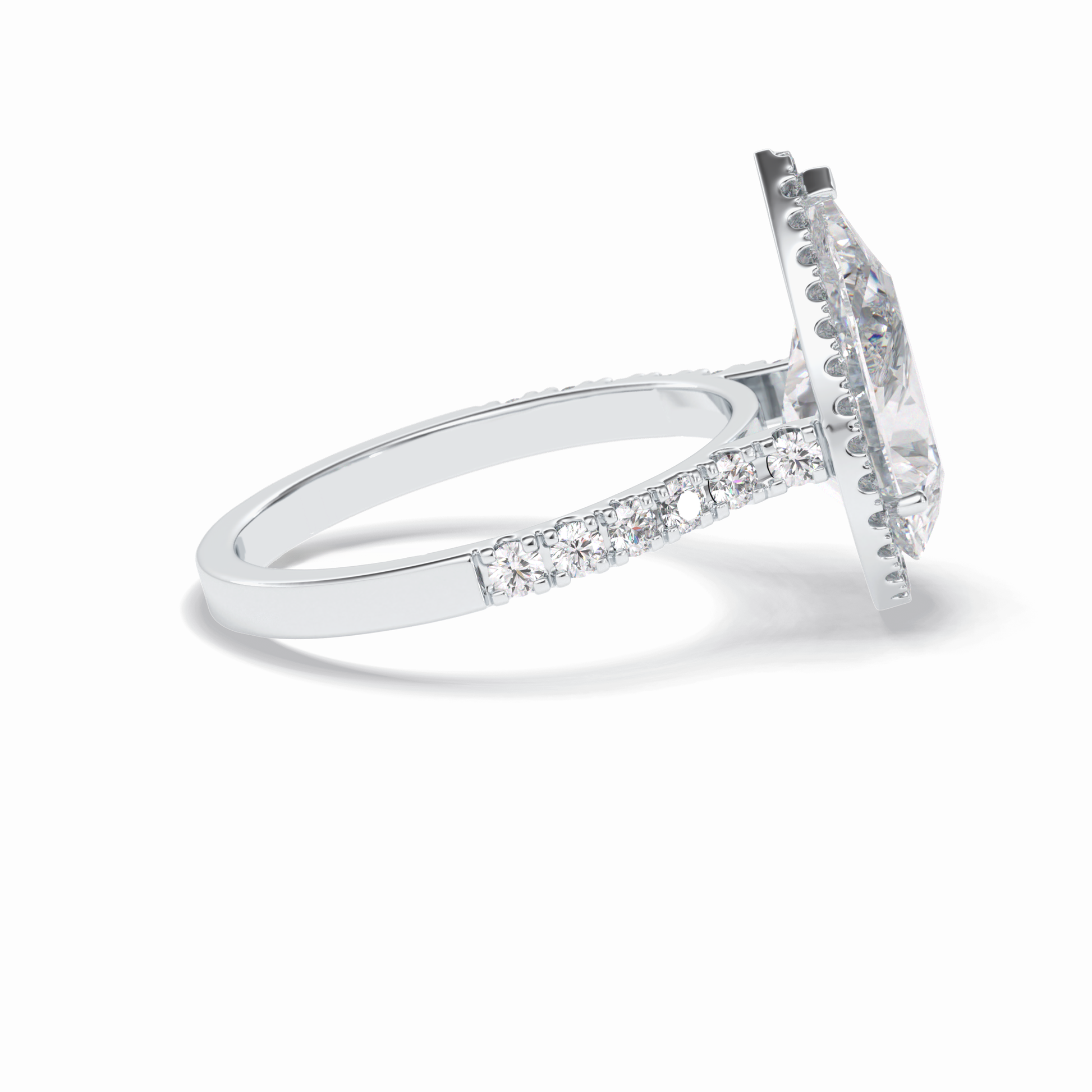 Pear Cut Halo & Pave Lab Grown Diamond Engagement Ring