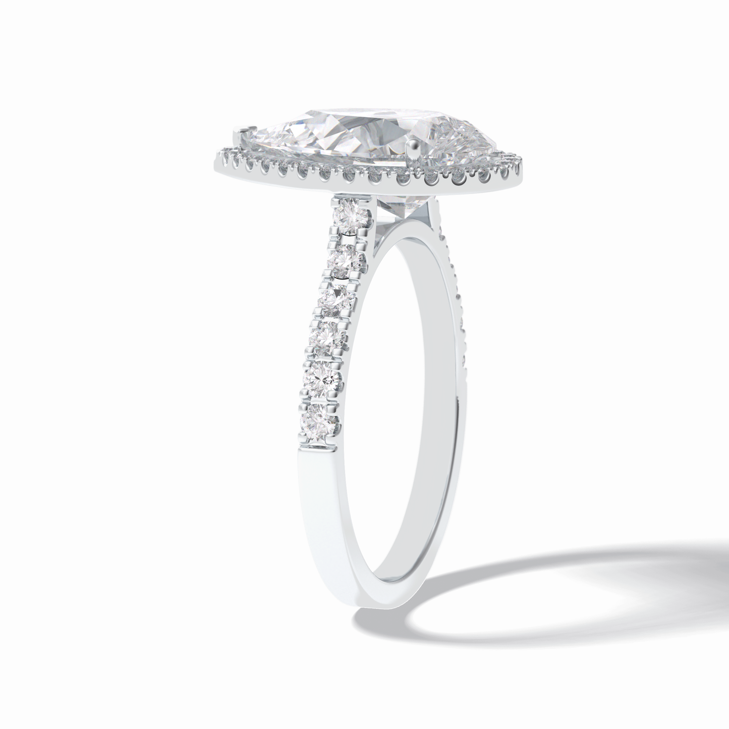Pear Cut Halo & Pave Lab Grown Diamond Engagement Ring