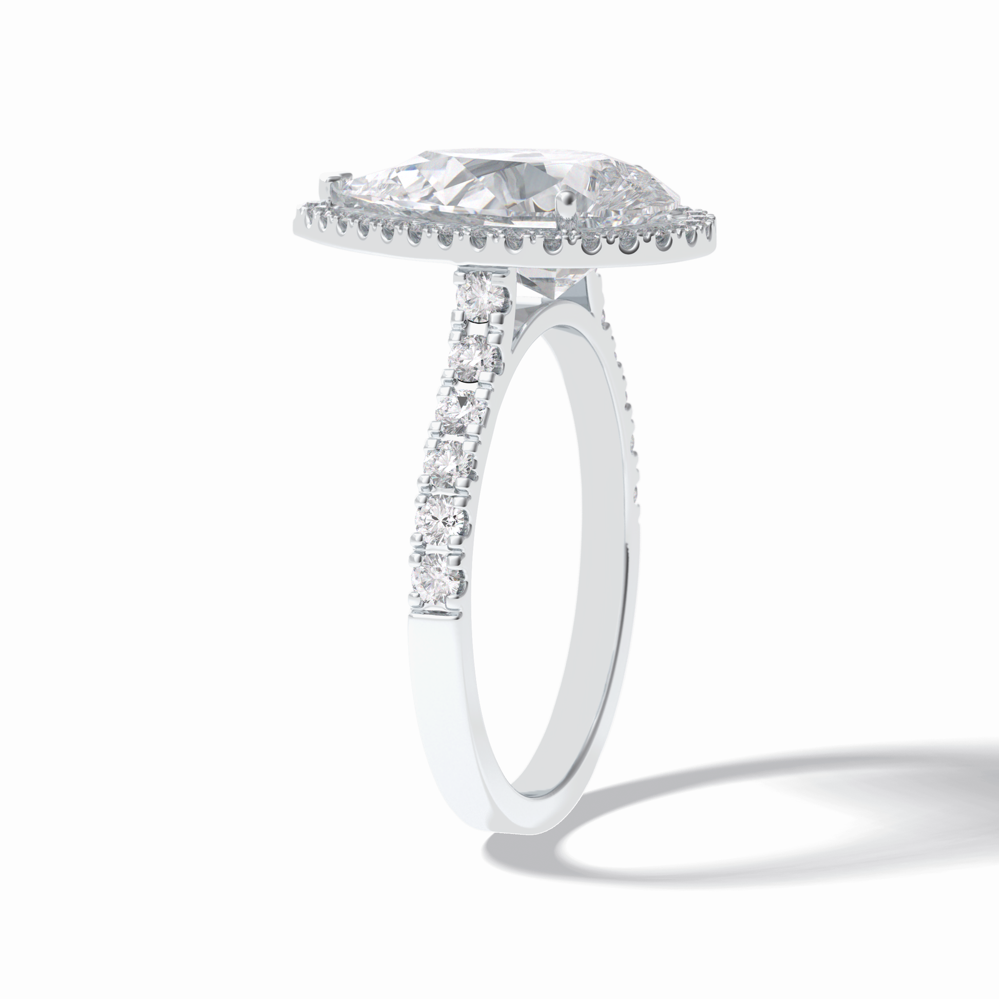 Pear Cut Halo & Pave Lab Grown Diamond Engagement Ring