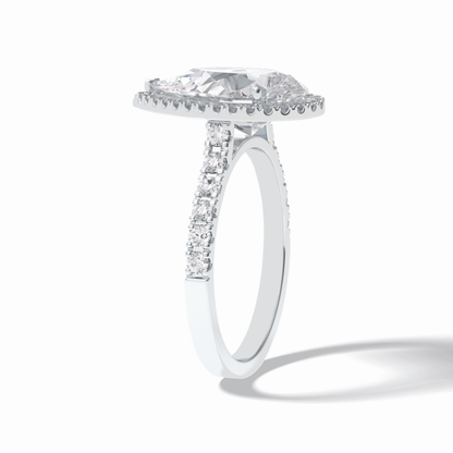 Pear Cut Halo & Pave Lab Grown Diamond Engagement Ring