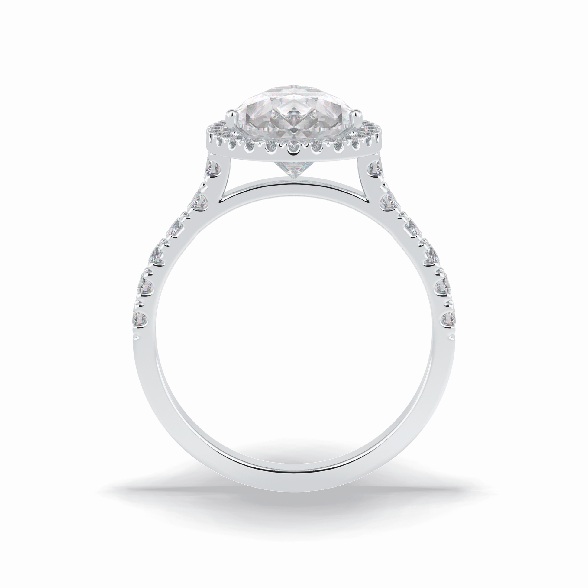 Pear Cut Halo & Pave Lab Grown Diamond Engagement Ring