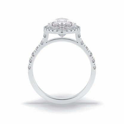 Pear Cut Halo & Pave Lab Grown Diamond Engagement Ring