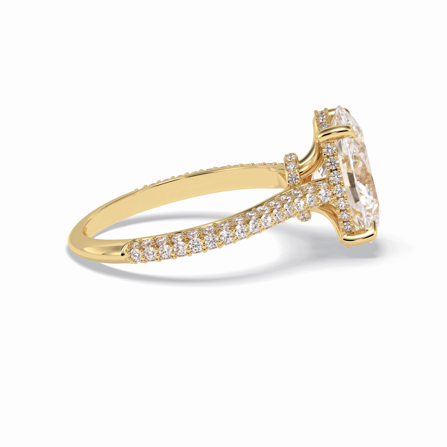 Oval Pave Lab Grown Diamond Engagement Ring
