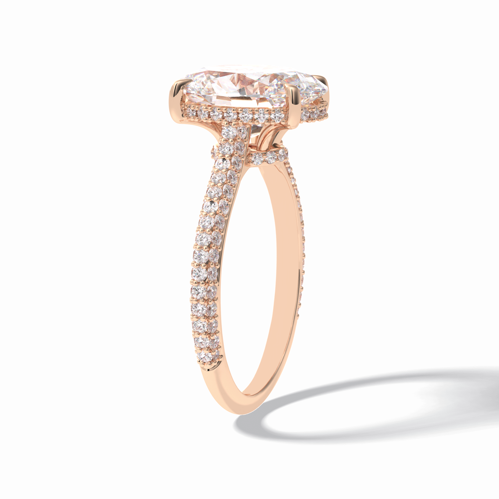 Oval Pave Lab Grown Diamond Engagement Ring