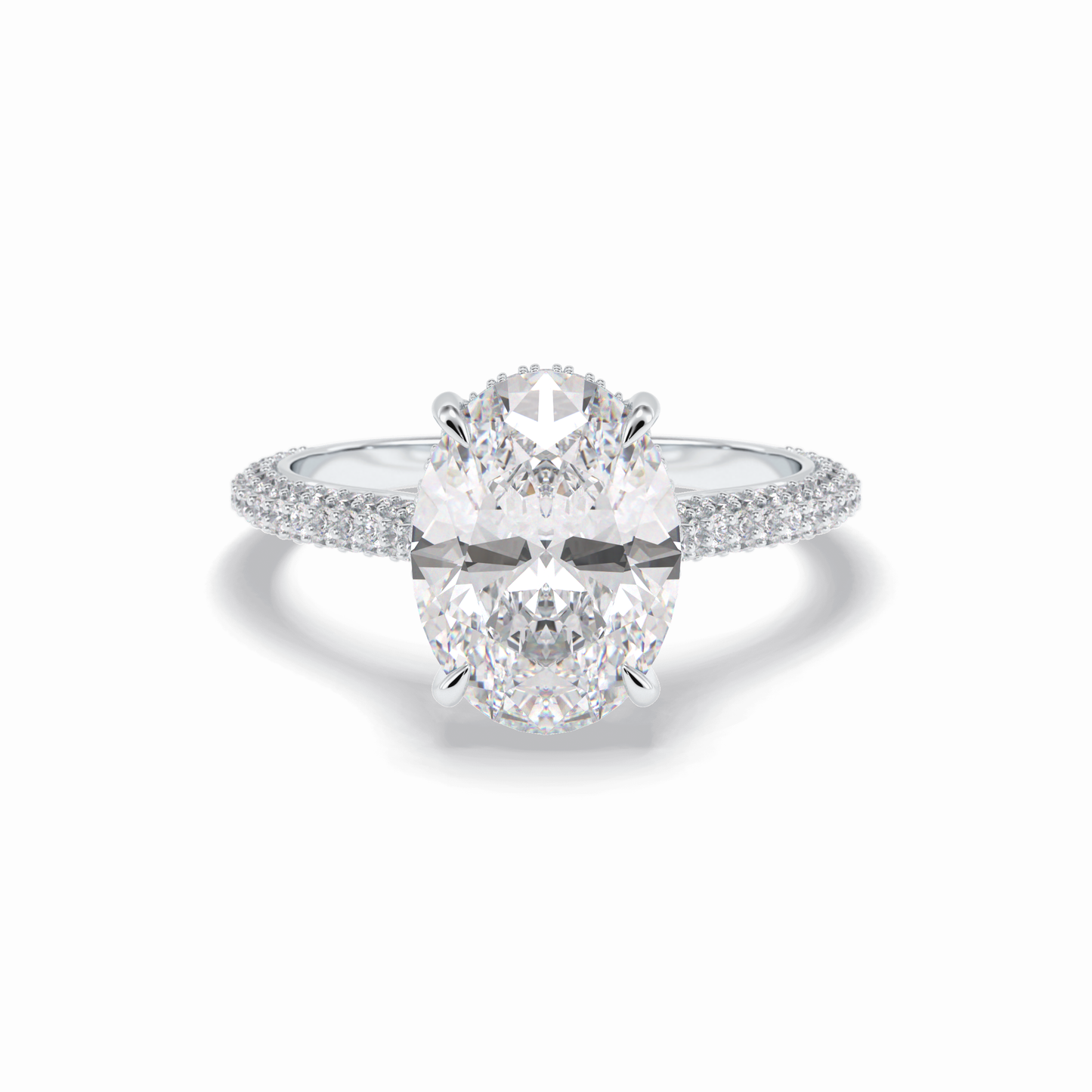 Oval Pave Lab Grown Diamond Engagement Ring