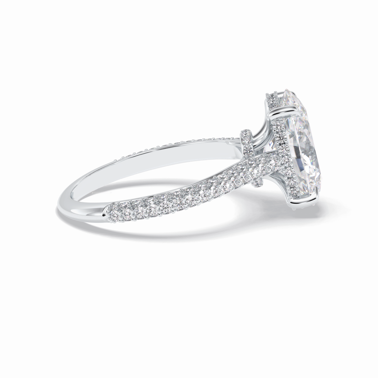 Oval Pave Lab Grown Diamond Engagement Ring