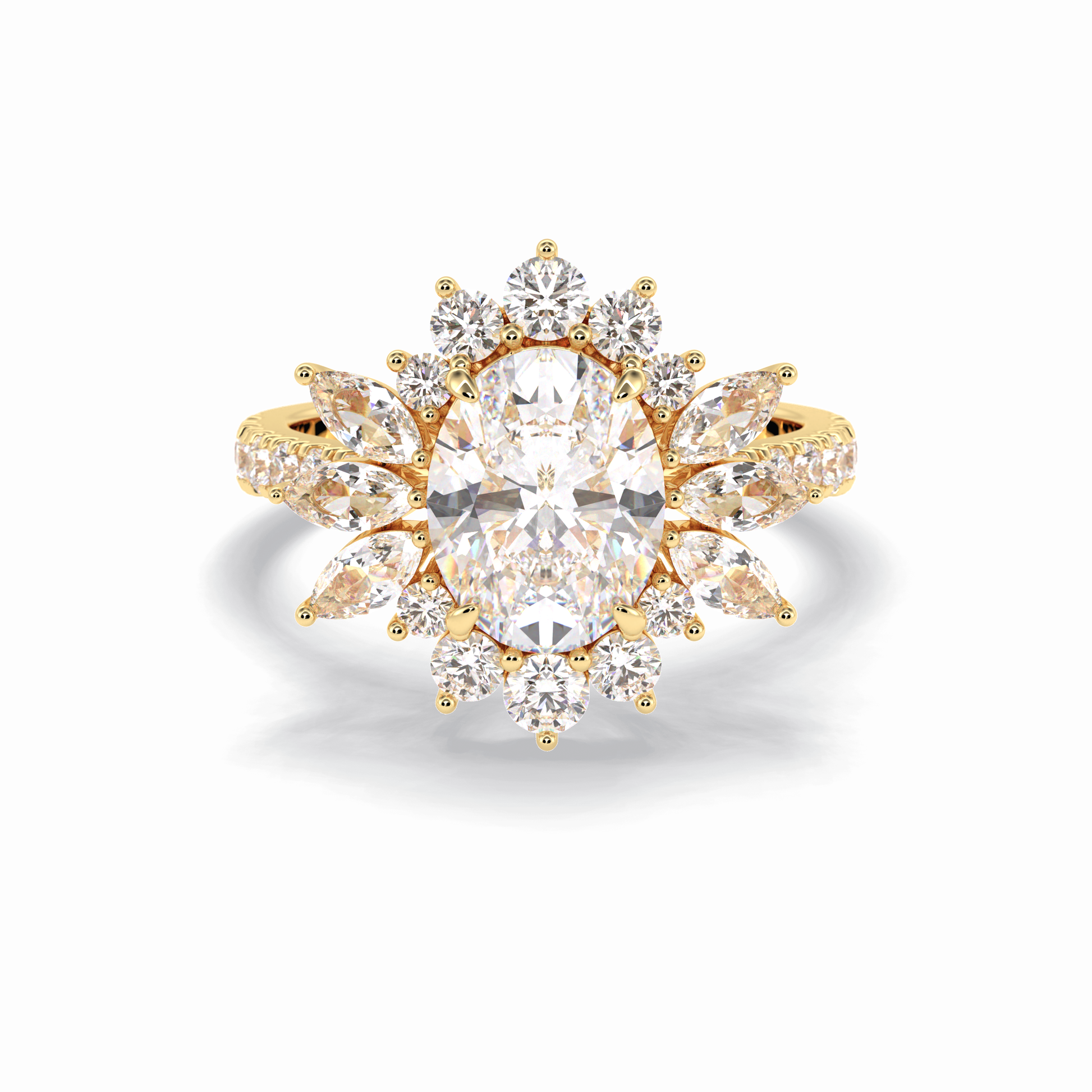 Oval Halo & Pave Lab Grown Diamond Engagement Ring