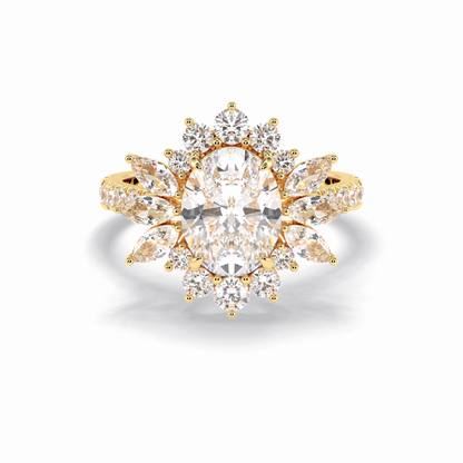 Oval Halo & Pave Lab Grown Diamond Engagement Ring