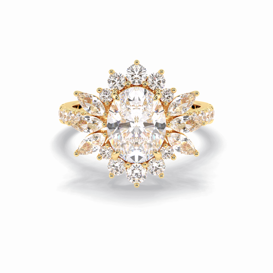Oval Halo & Pave Lab Grown Diamond Engagement Ring