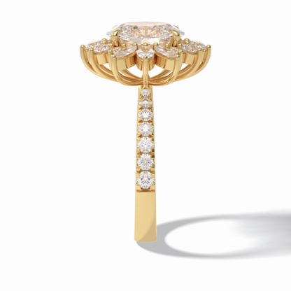 Oval Halo & Pave Lab Grown Diamond Engagement Ring