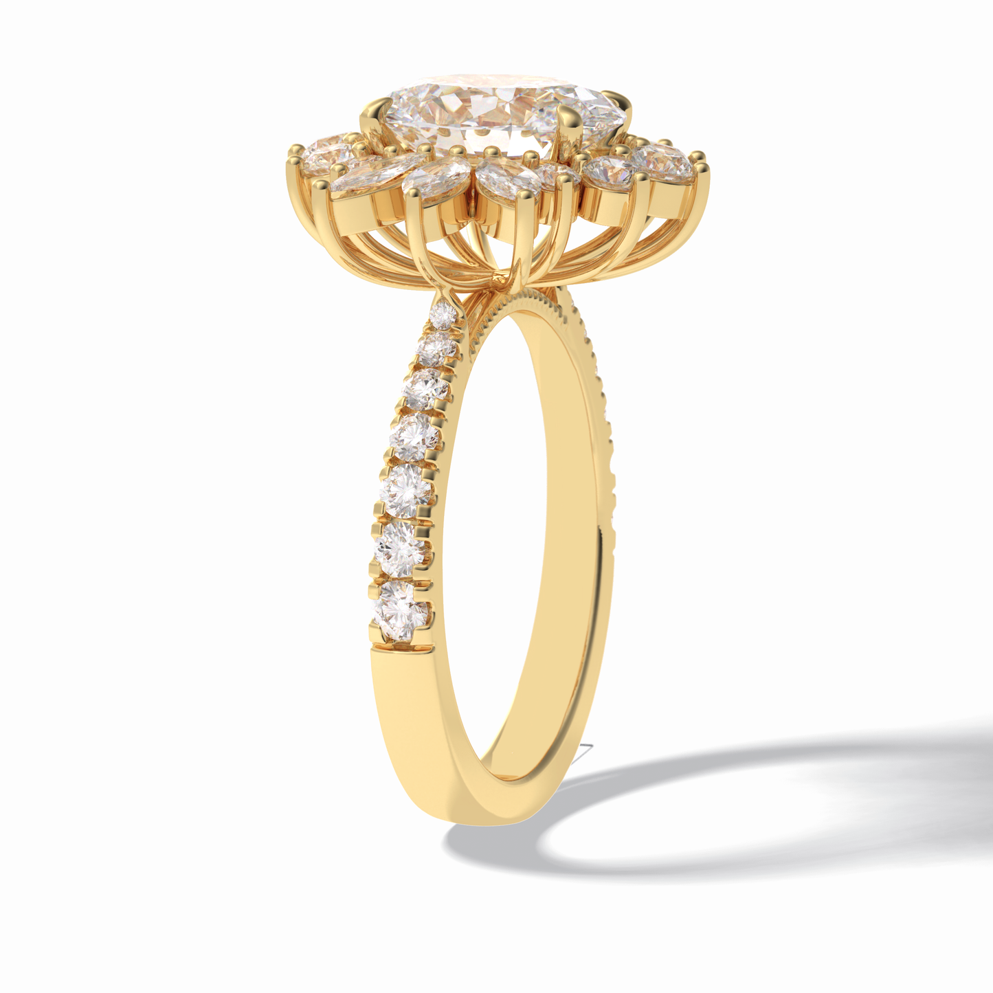 Oval Halo & Pave Lab Grown Diamond Engagement Ring