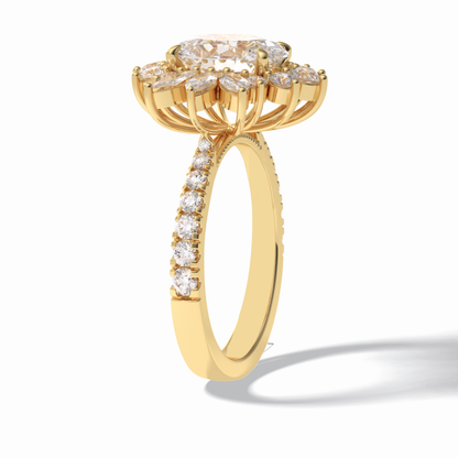 Oval Halo & Pave Lab Grown Diamond Engagement Ring