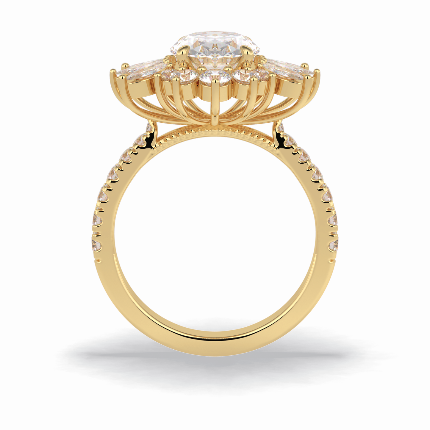 Oval Halo & Pave Lab Grown Diamond Engagement Ring