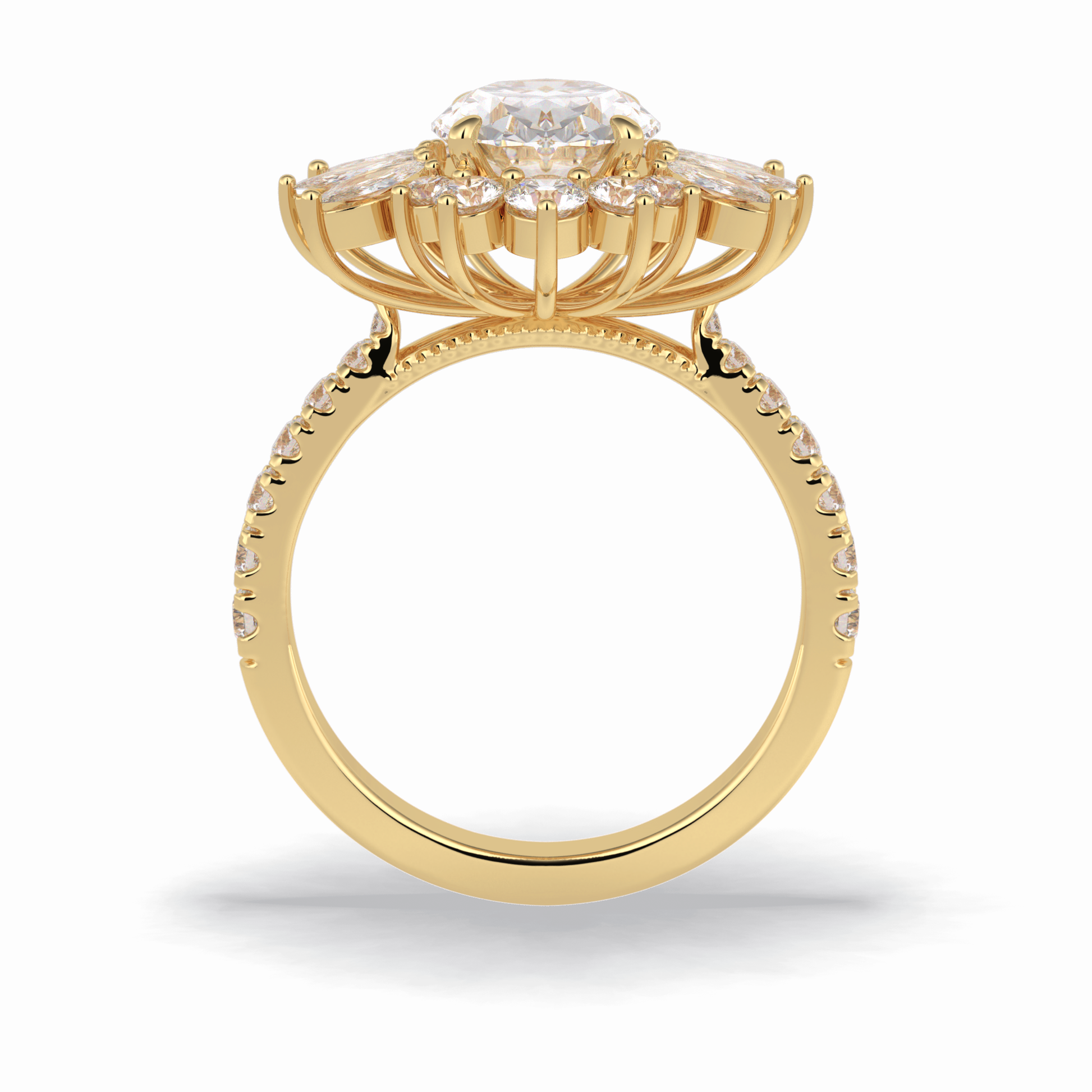 Oval Halo & Pave Lab Grown Diamond Engagement Ring