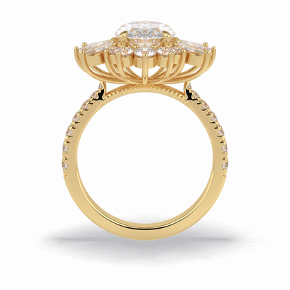 Oval Halo & Pave Lab Grown Diamond Engagement Ring