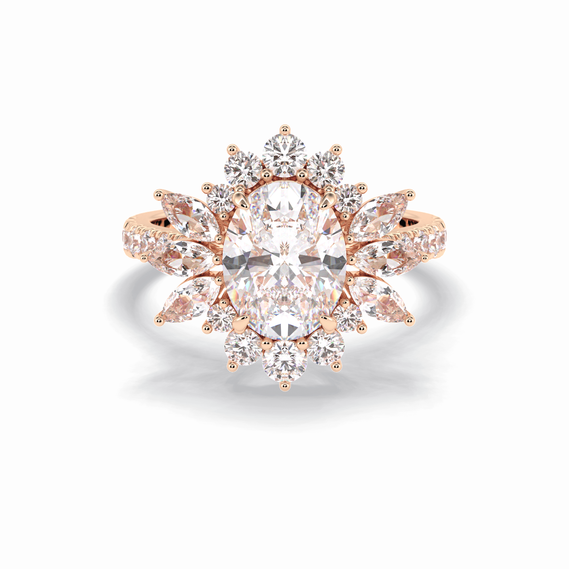 Oval Halo & Pave Lab Grown Diamond Engagement Ring