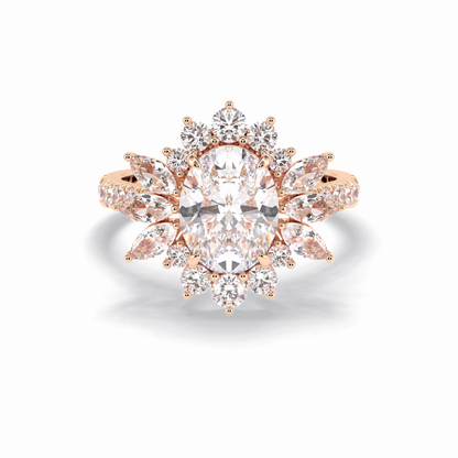 Oval Halo & Pave Lab Grown Diamond Engagement Ring