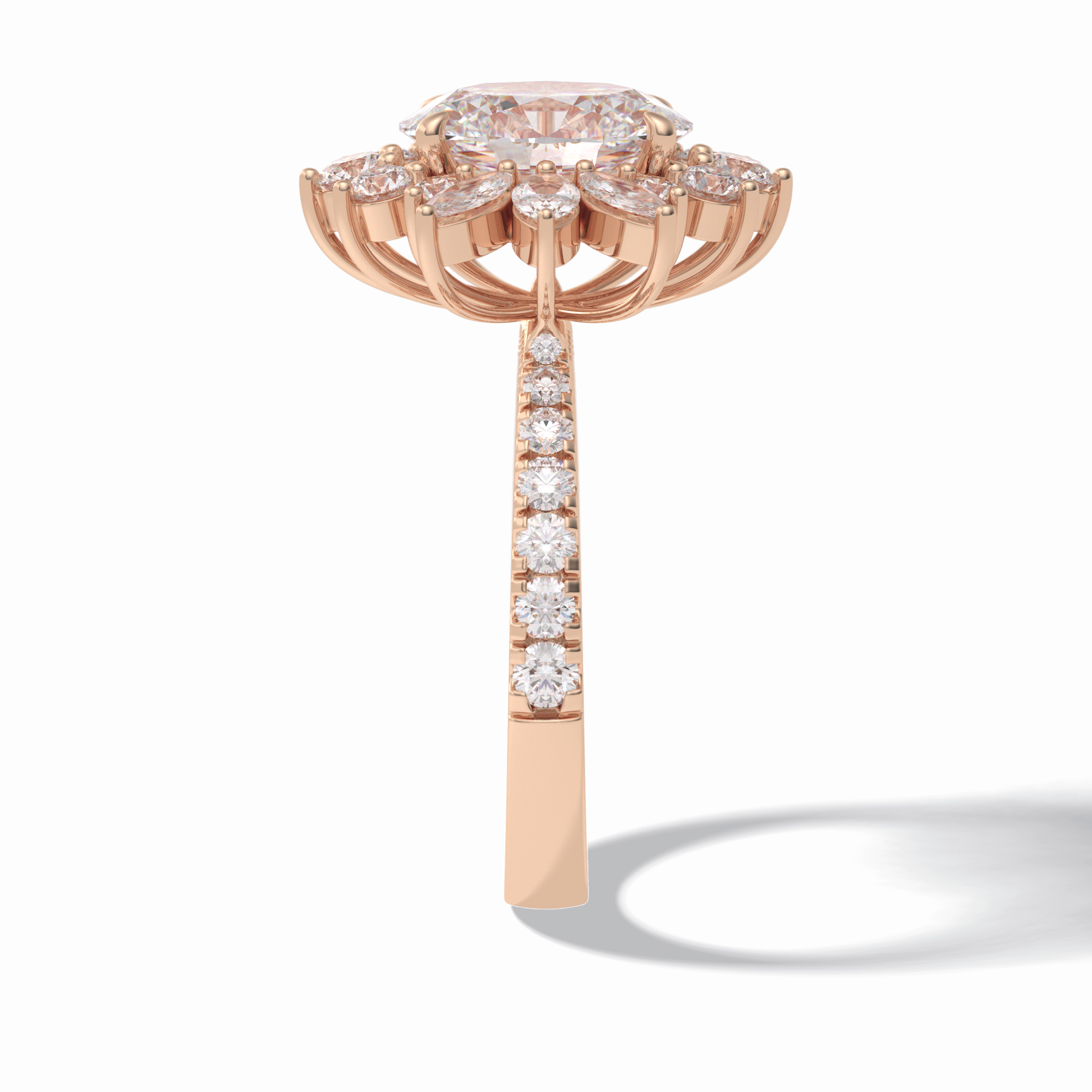 Oval Halo & Pave Lab Grown Diamond Engagement Ring