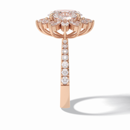 Oval Halo & Pave Lab Grown Diamond Engagement Ring