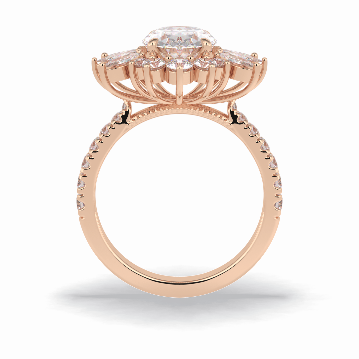 Oval Halo & Pave Lab Grown Diamond Engagement Ring