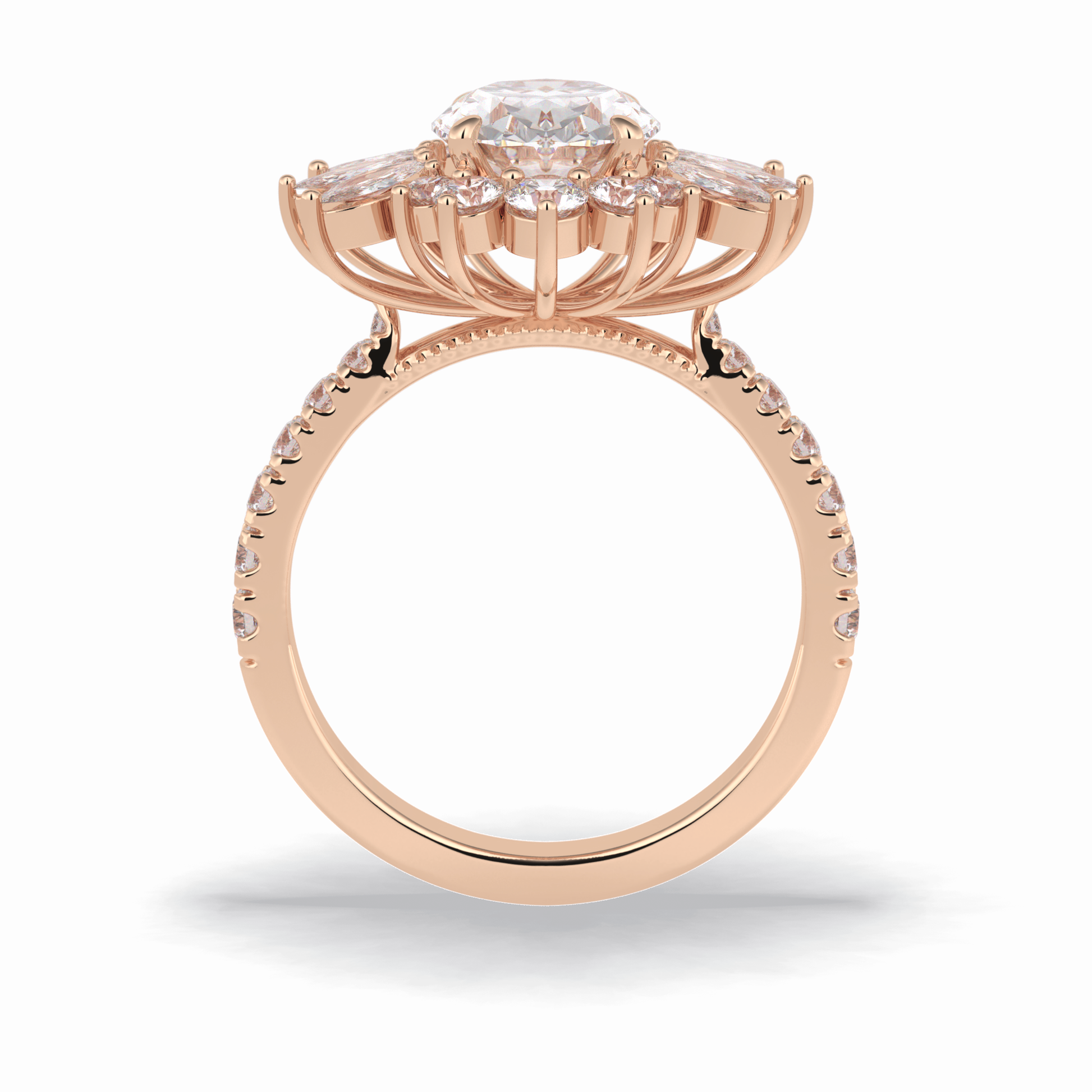 Oval Halo & Pave Lab Grown Diamond Engagement Ring