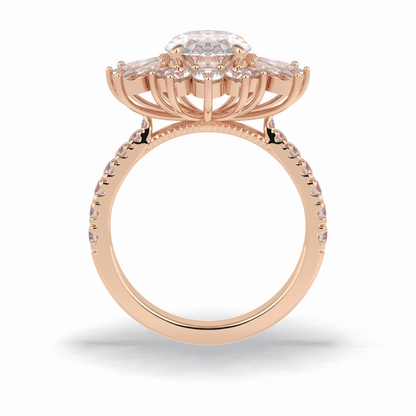 Oval Halo & Pave Lab Grown Diamond Engagement Ring