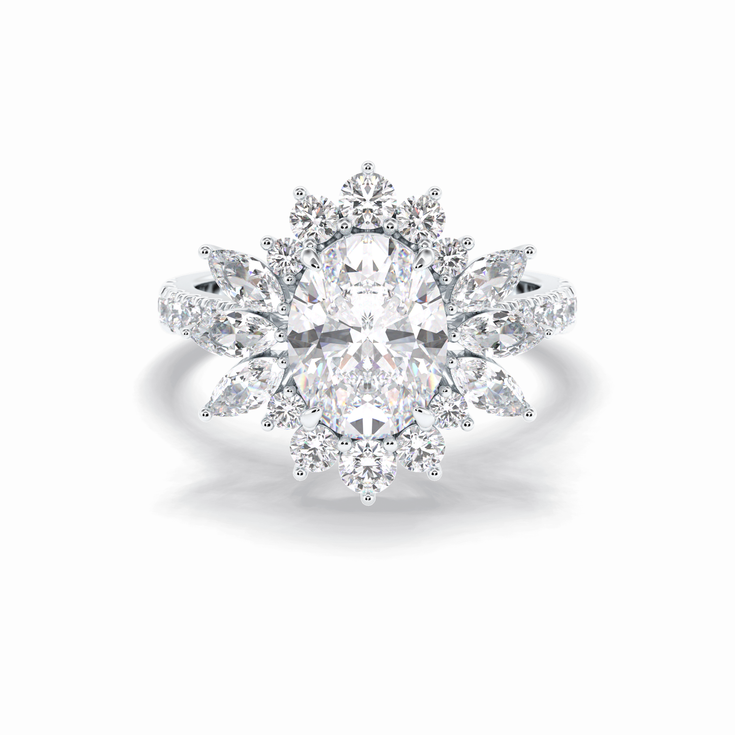 Oval Halo & Pave Lab Grown Diamond Engagement Ring