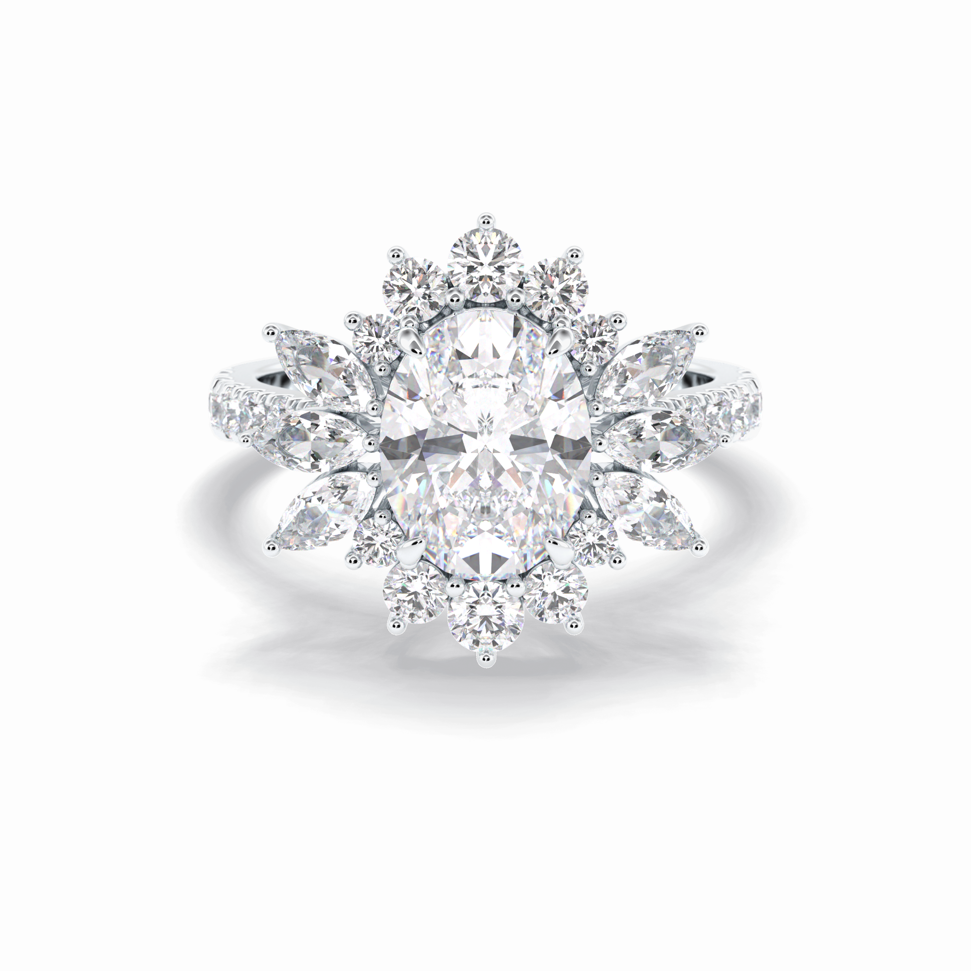 Oval Halo & Pave Lab Grown Diamond Engagement Ring