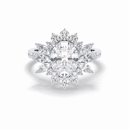 Oval Halo & Pave Lab Grown Diamond Engagement Ring