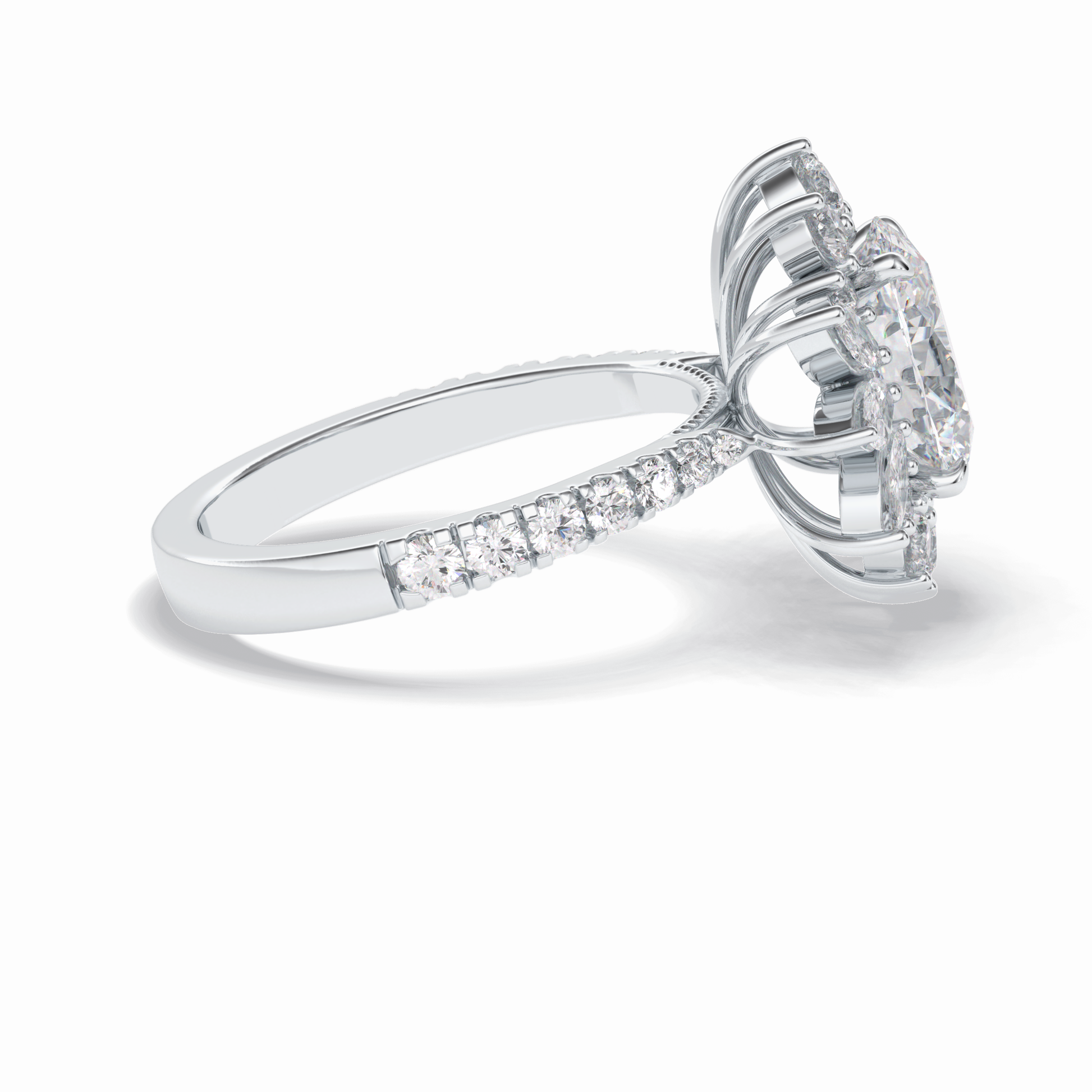 Oval Halo & Pave Lab Grown Diamond Engagement Ring