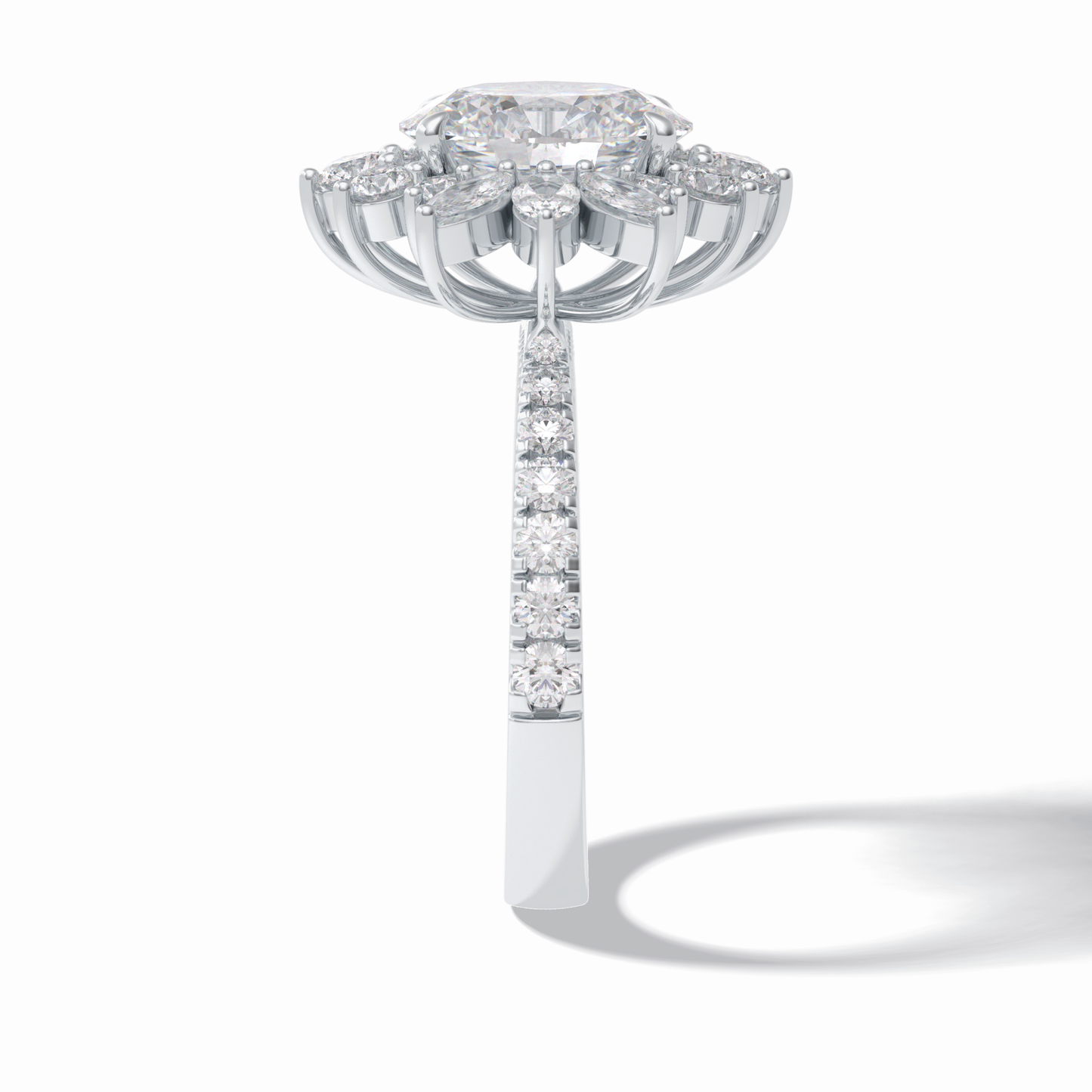 Oval Halo & Pave Lab Grown Diamond Engagement Ring