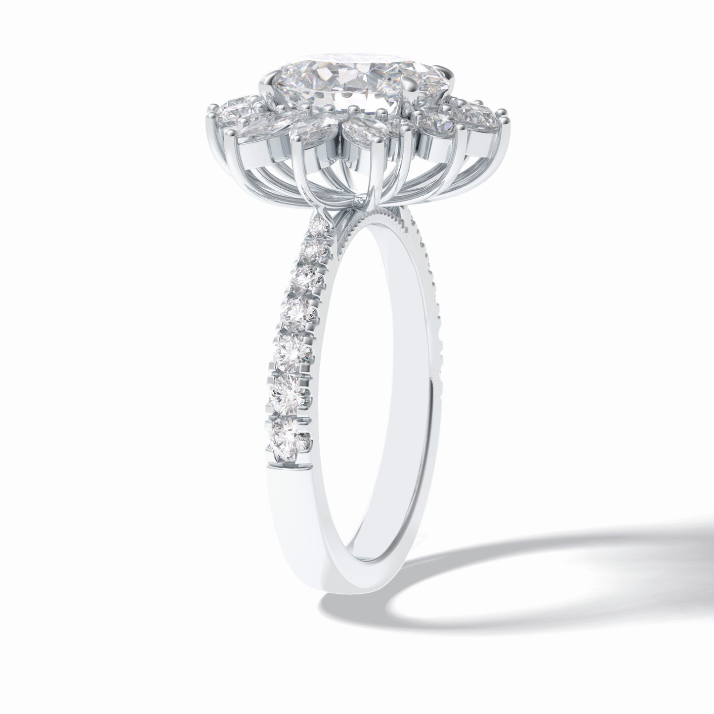 Oval Halo & Pave Lab Grown Diamond Engagement Ring