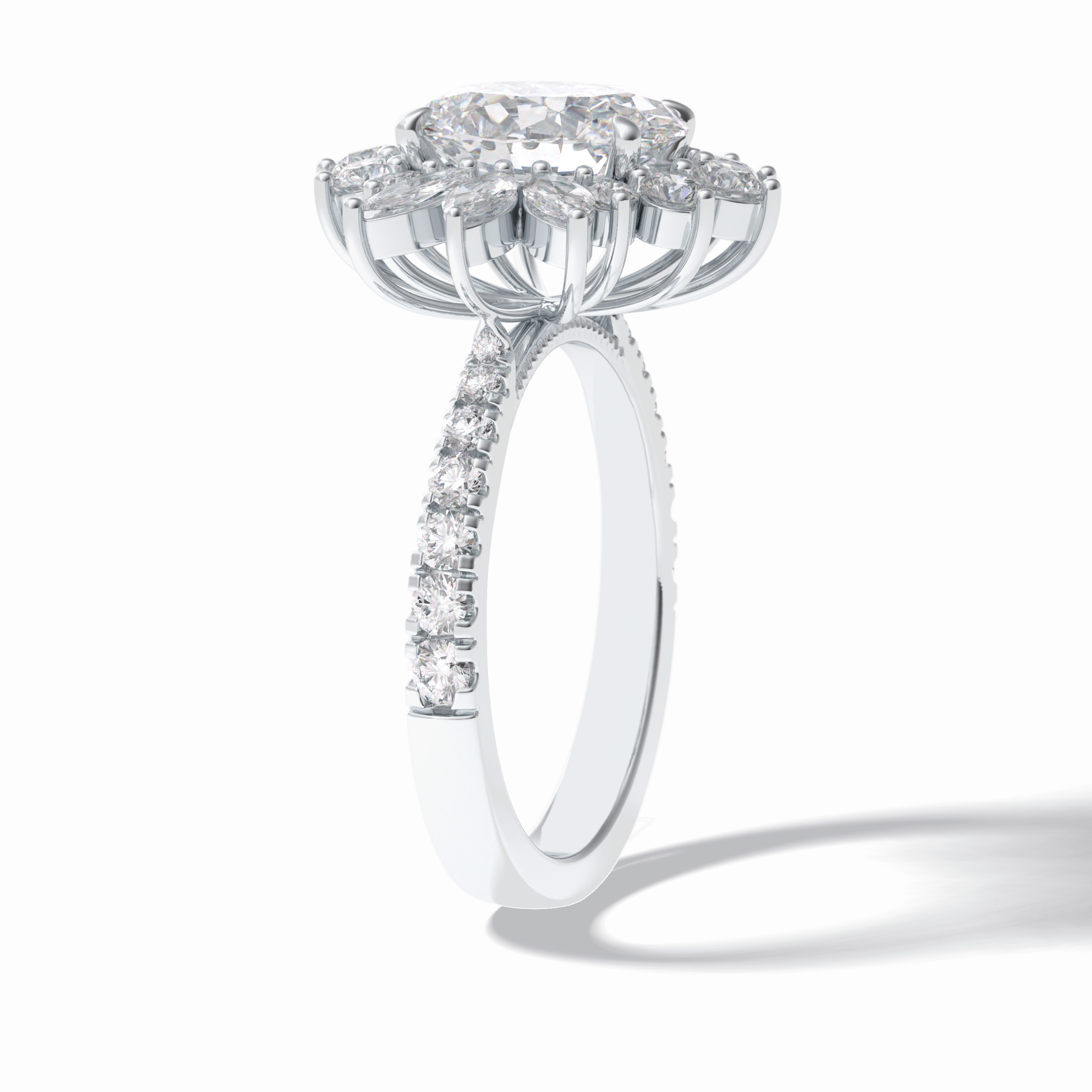 Oval Halo & Pave Lab Grown Diamond Engagement Ring