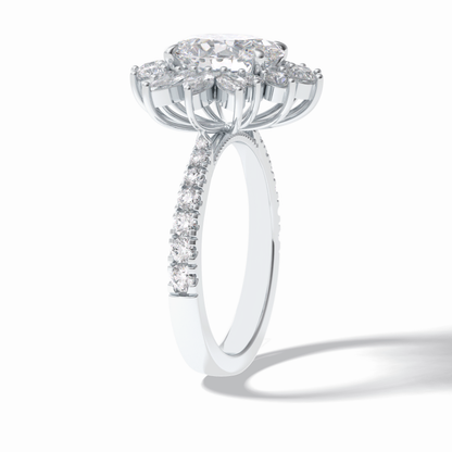Oval Halo & Pave Lab Grown Diamond Engagement Ring