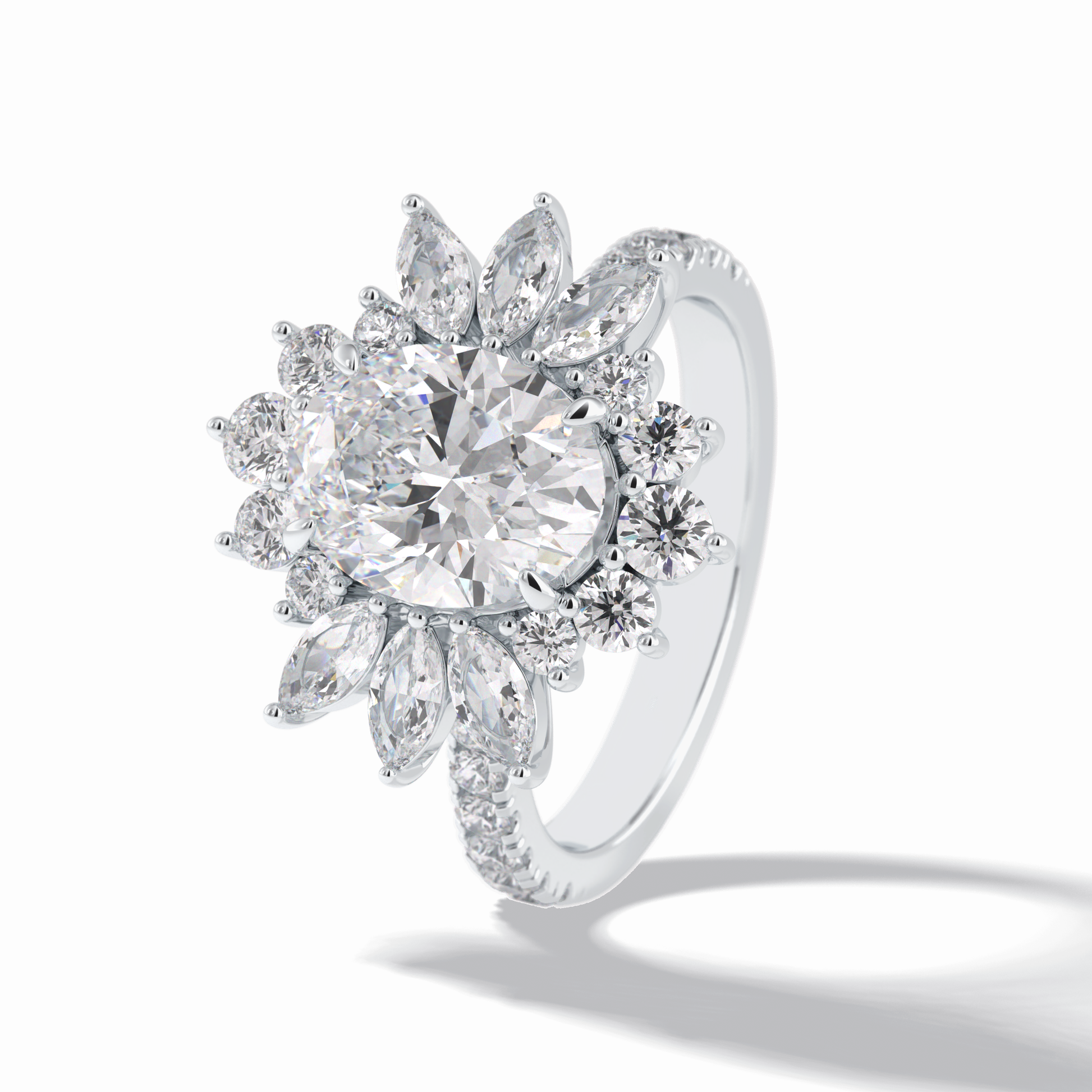 Oval Halo & Pave Lab Grown Diamond Engagement Ring