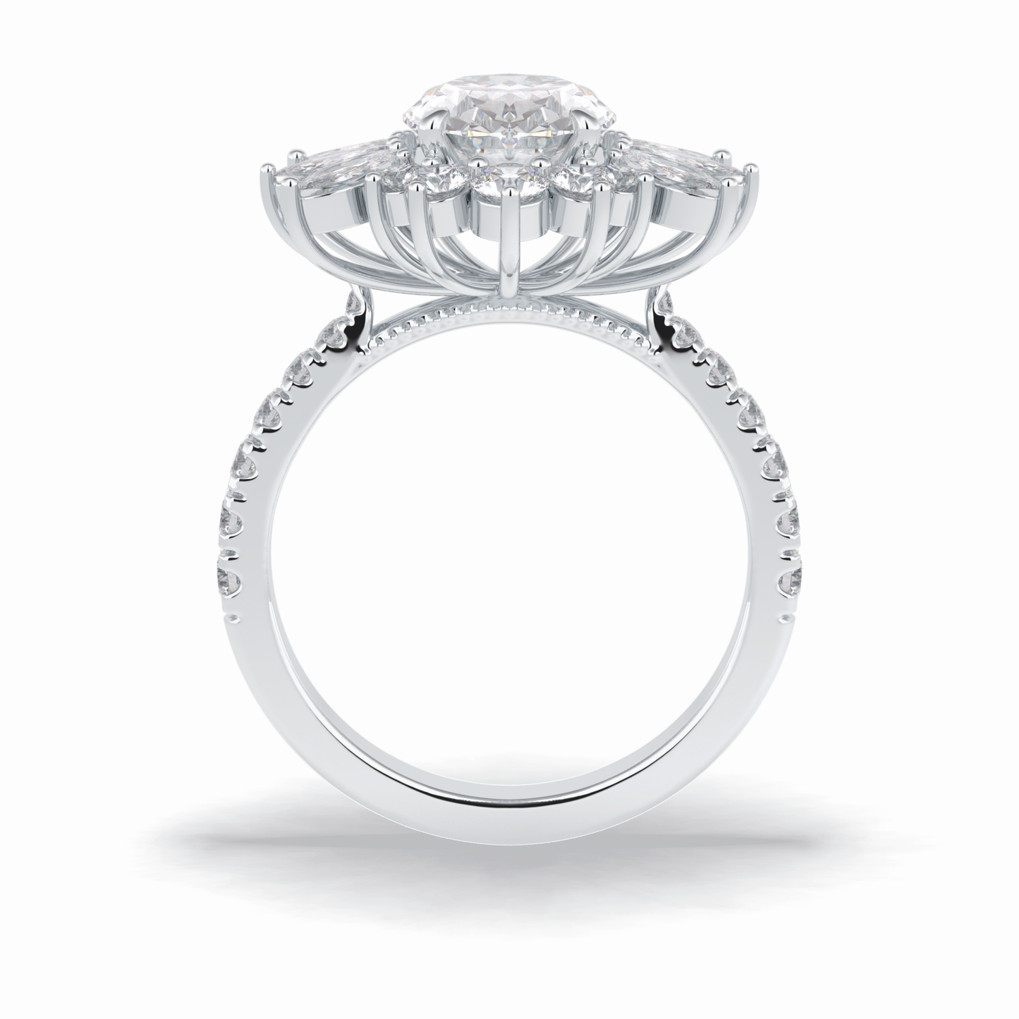 Oval Halo & Pave Lab Grown Diamond Engagement Ring