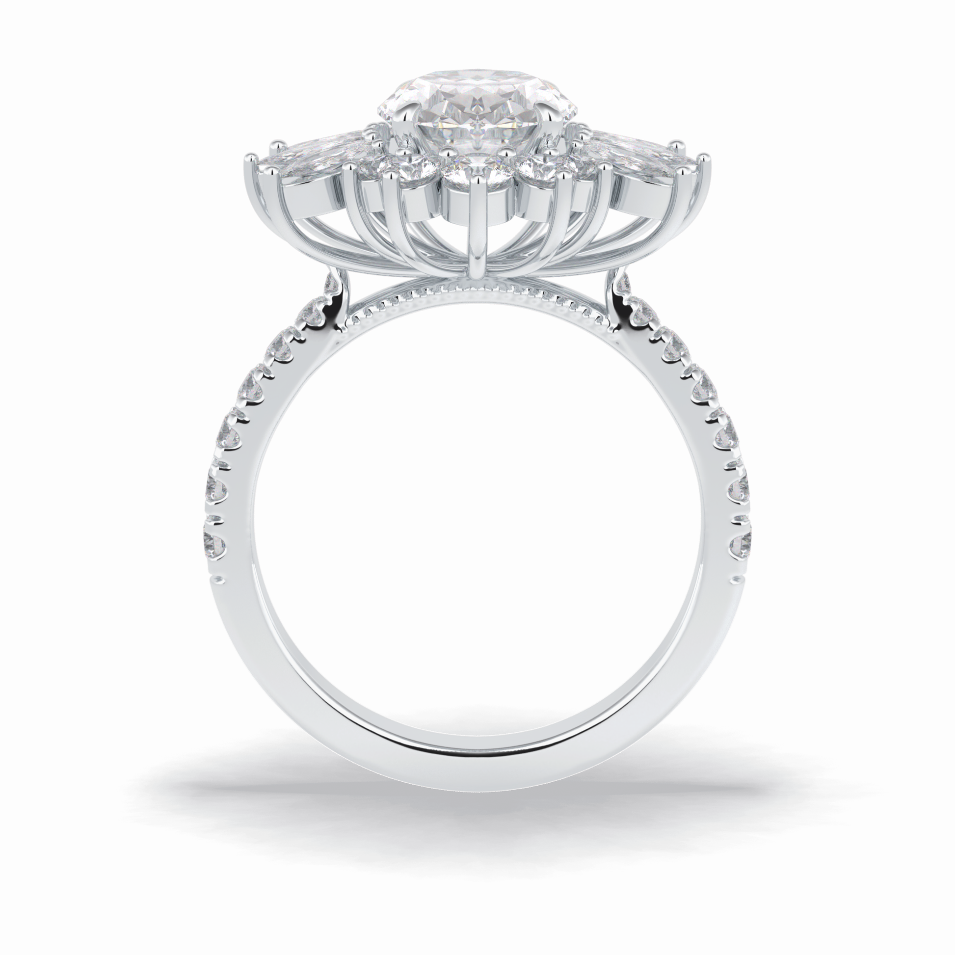 Oval Halo & Pave Lab Grown Diamond Engagement Ring