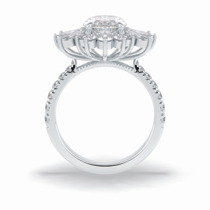 Oval Halo & Pave Lab Grown Diamond Engagement Ring