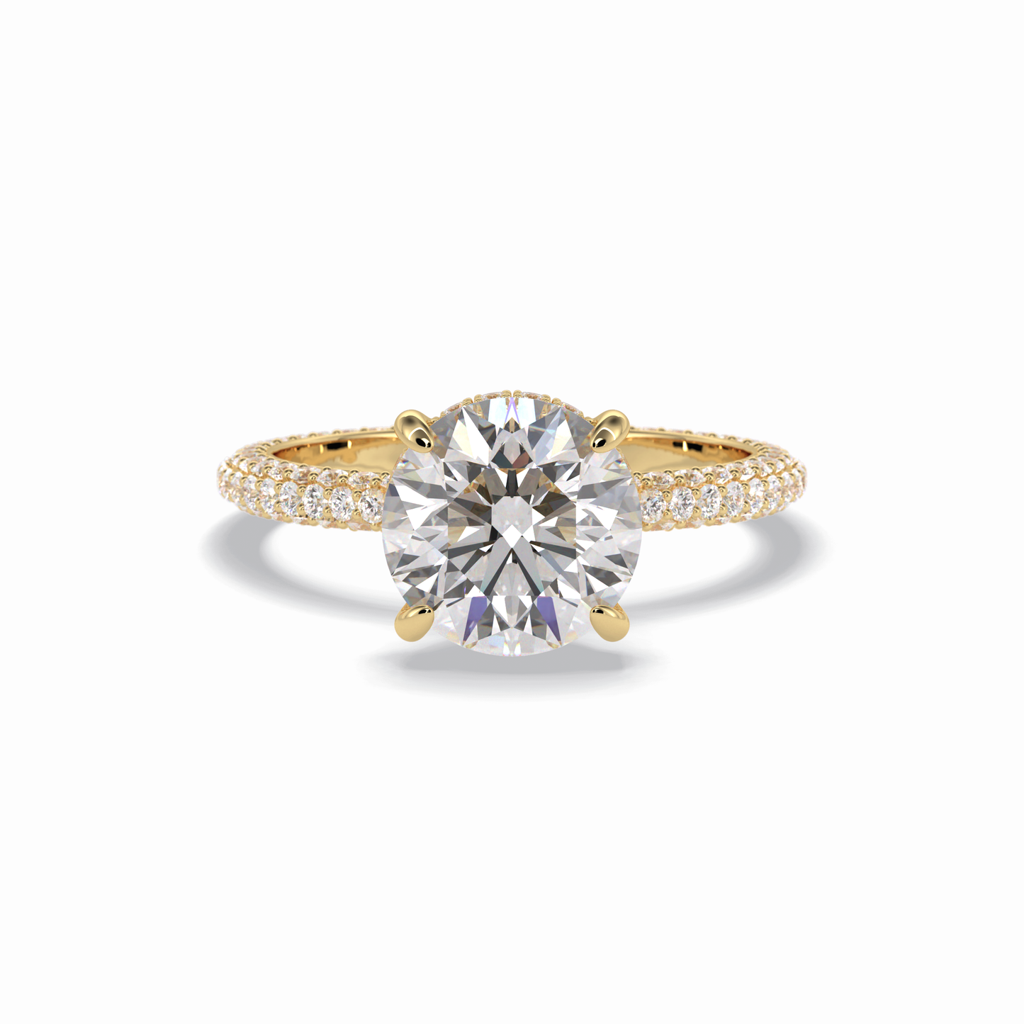 Round Hidden Halo & Pave Lab Grown Diamond Engagement Ring