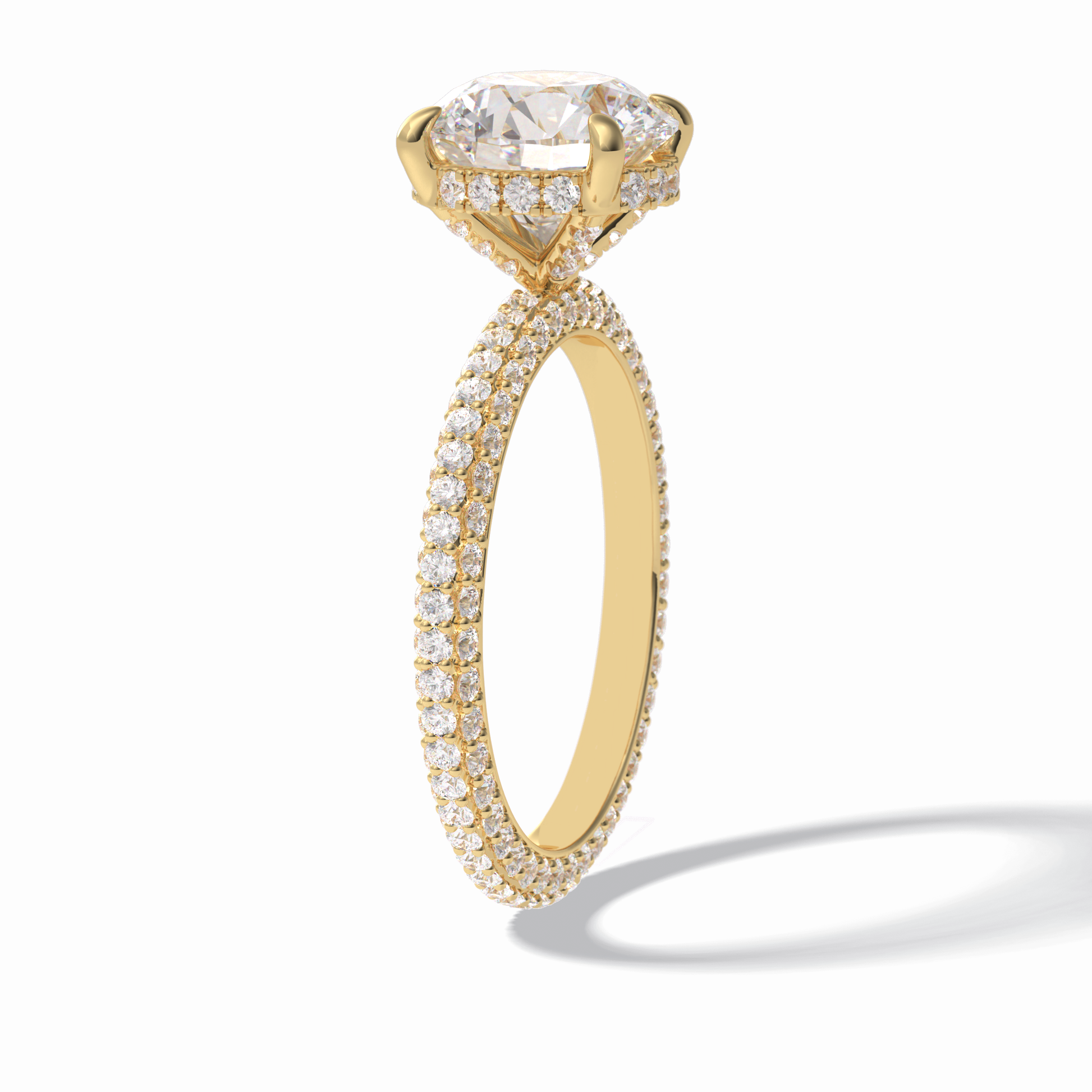Round Hidden Halo & Pave Lab Grown Diamond Engagement Ring