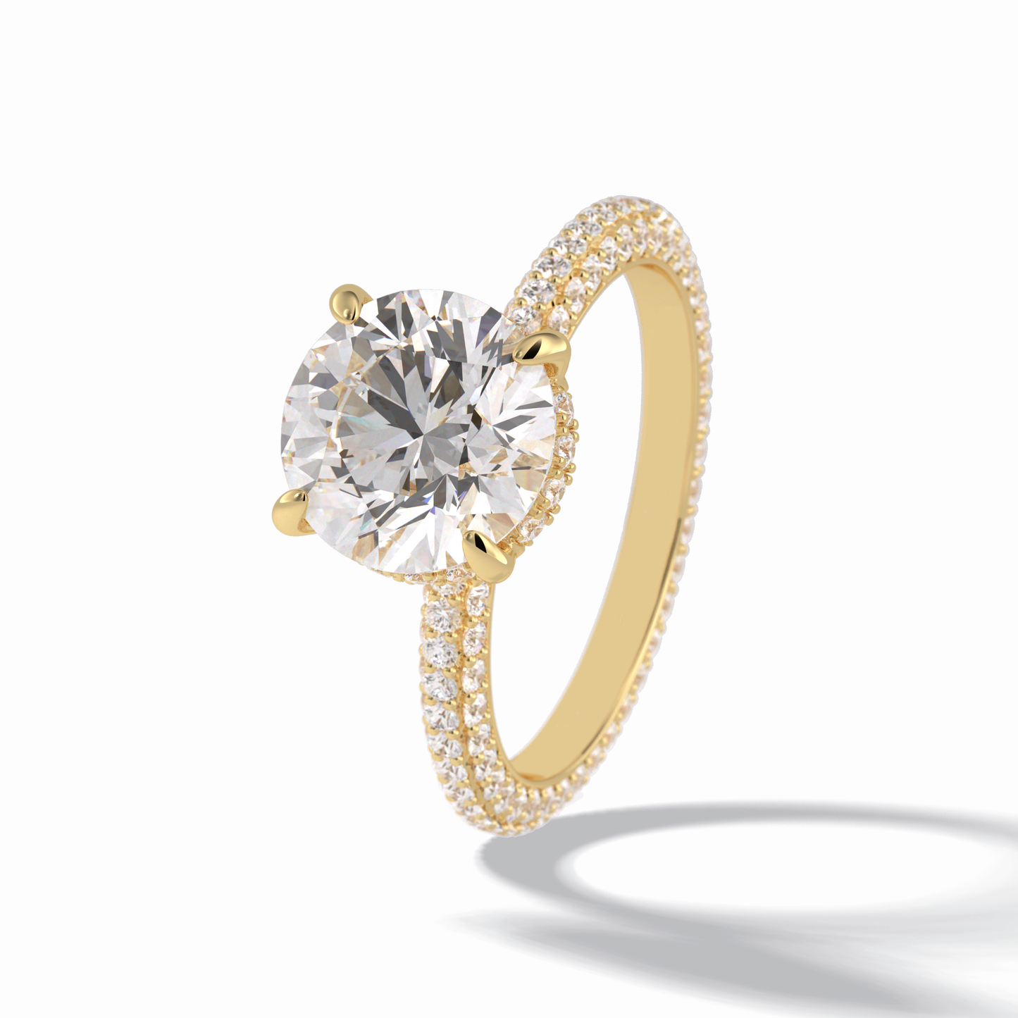 Round Hidden Halo & Pave Lab Grown Diamond Engagement Ring