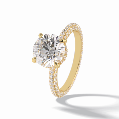Round Hidden Halo & Pave Lab Grown Diamond Engagement Ring