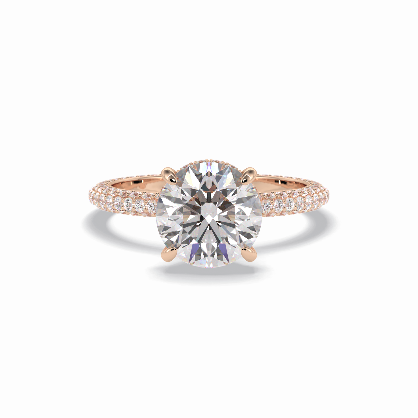 Round Hidden Halo & Pave Lab Grown Diamond Engagement Ring