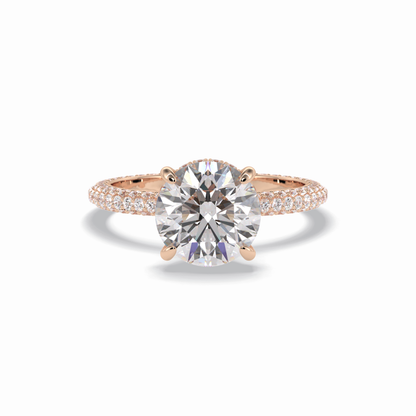 Round Hidden Halo & Pave Lab Grown Diamond Engagement Ring