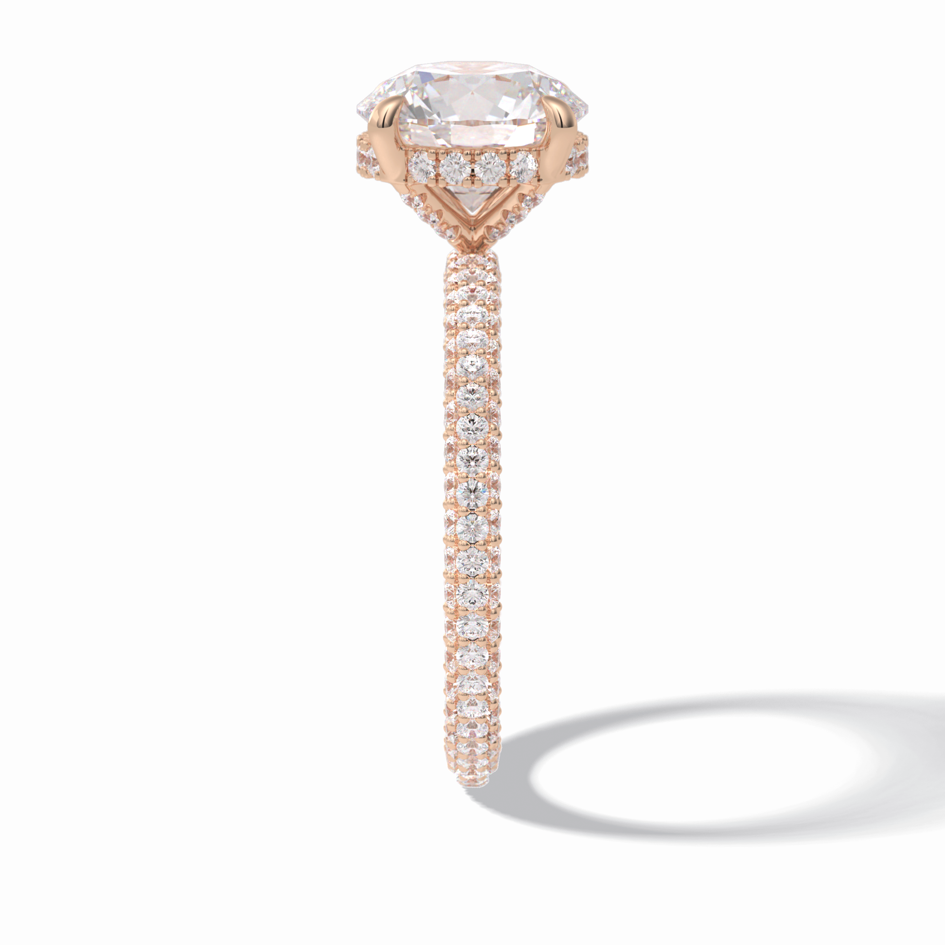 Round Hidden Halo & Pave Lab Grown Diamond Engagement Ring