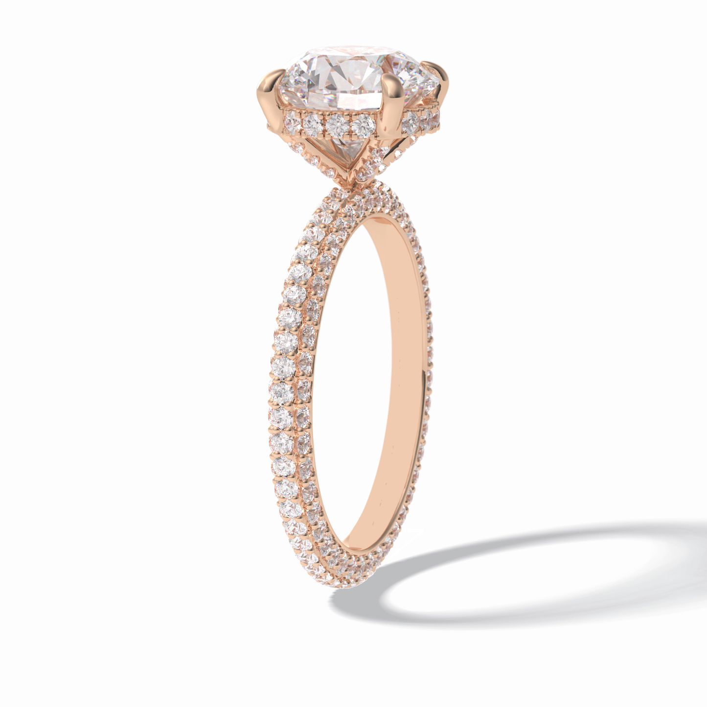 Round Hidden Halo & Pave Lab Grown Diamond Engagement Ring