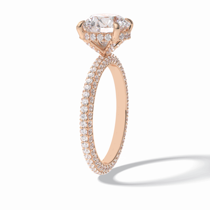 Round Hidden Halo & Pave Lab Grown Diamond Engagement Ring